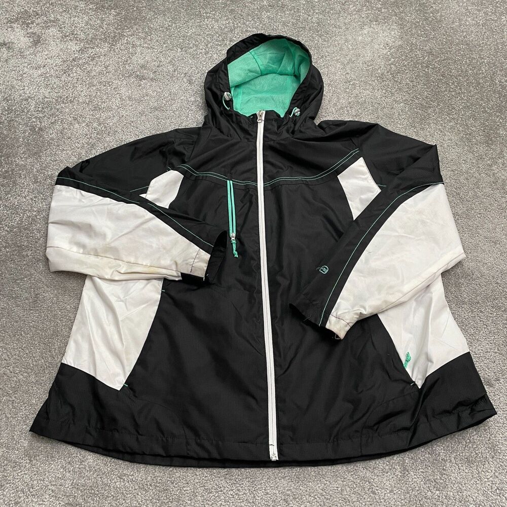 Free Country Athletx Series Windbreaker Jacket Womens 2X Black White Hoodie Zip